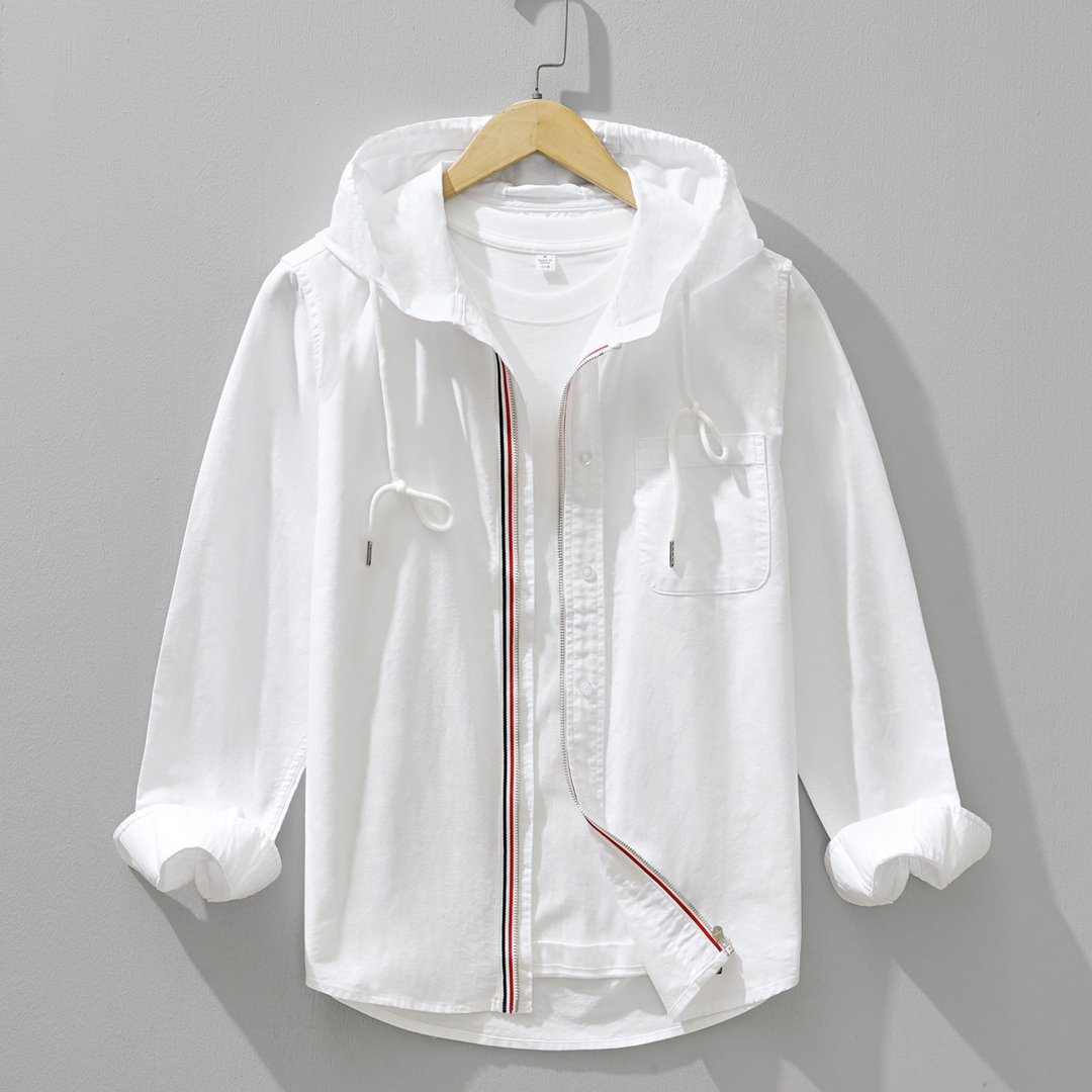 Everyday wear men's long sleeve striped zip hoodie, comfortable and fashionable.