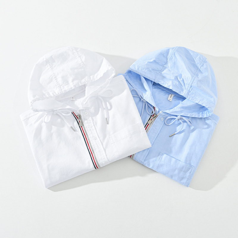 Summer fashion men's casual striped zip-up shirt, perfect for layering or everyday wear.