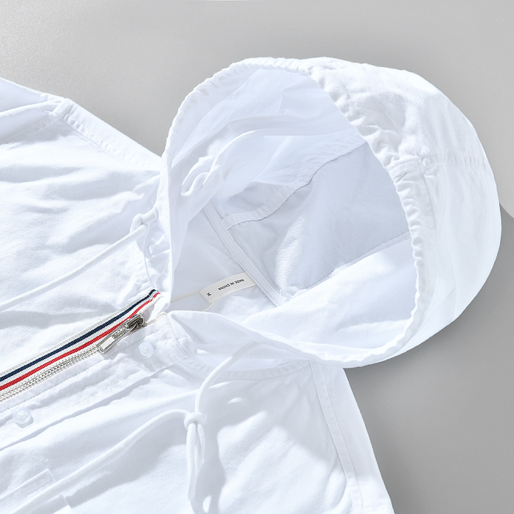 Modern men's long sleeve striped zip hoodie, a versatile casual shirt for any day.
