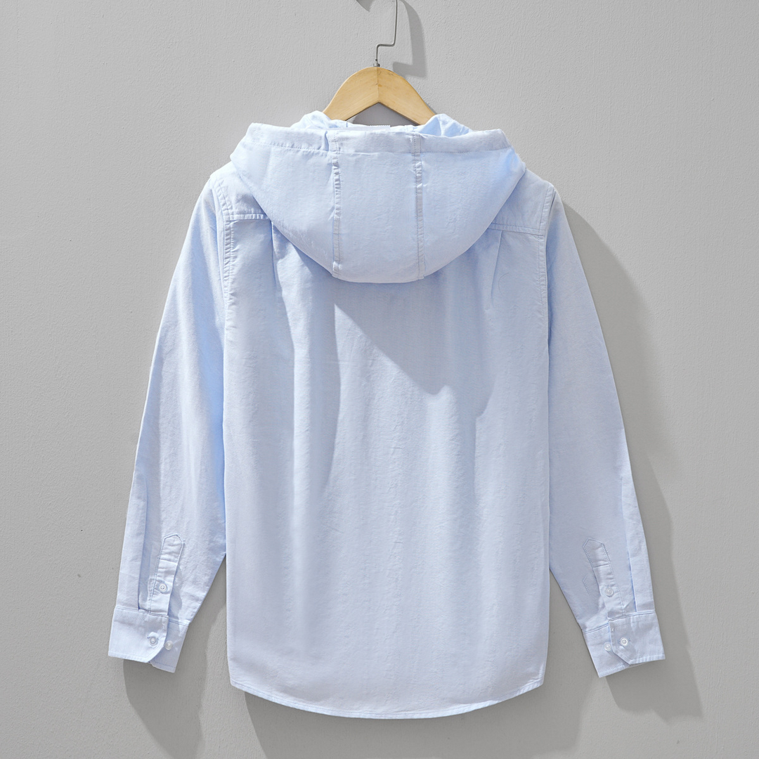 Men's casual zip-up striped shirt, comfortable relaxed fit for everyday wear.
