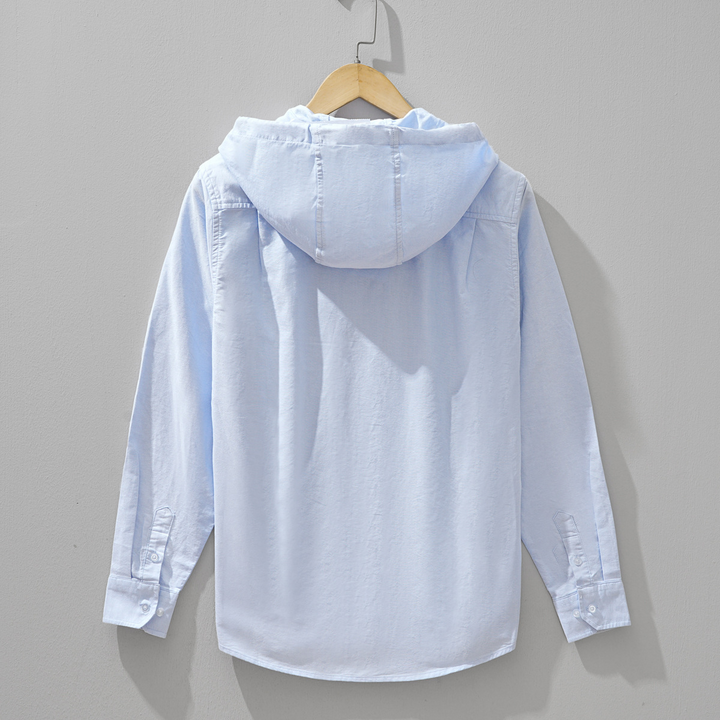 Men's casual zip-up striped shirt, comfortable relaxed fit for everyday wear.