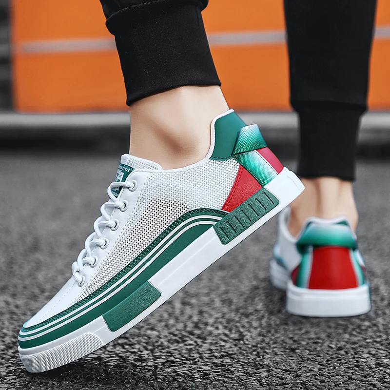 Green men's casual sneakers, ideal comfort footwear for everyday wear.