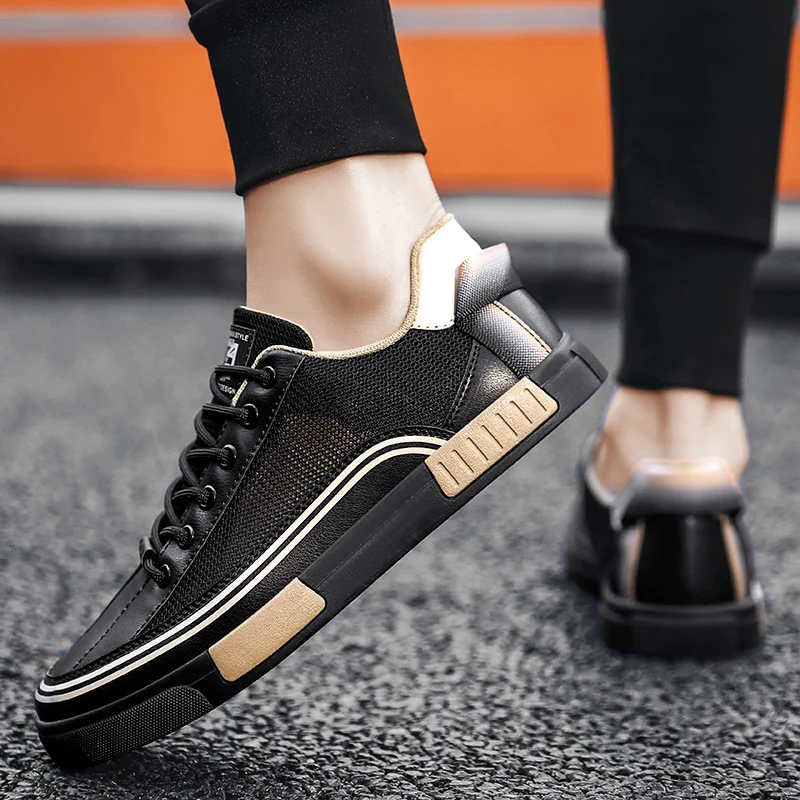 Blue men's everyday comfort shoes, stylish lace-up design for walking.