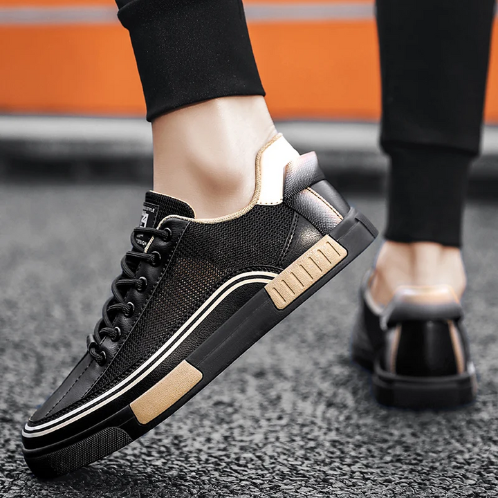 Blue men's everyday comfort shoes, stylish lace-up design for walking.