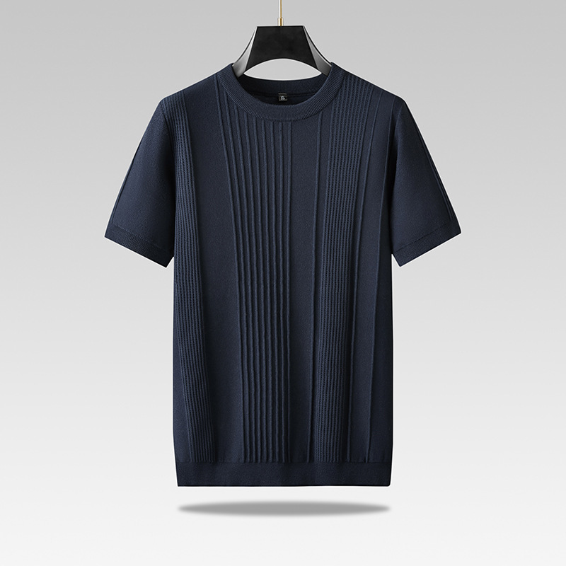 Man wearing a lightweight textured knit tee, ideal for comfortable and stylish everyday casual outfits.