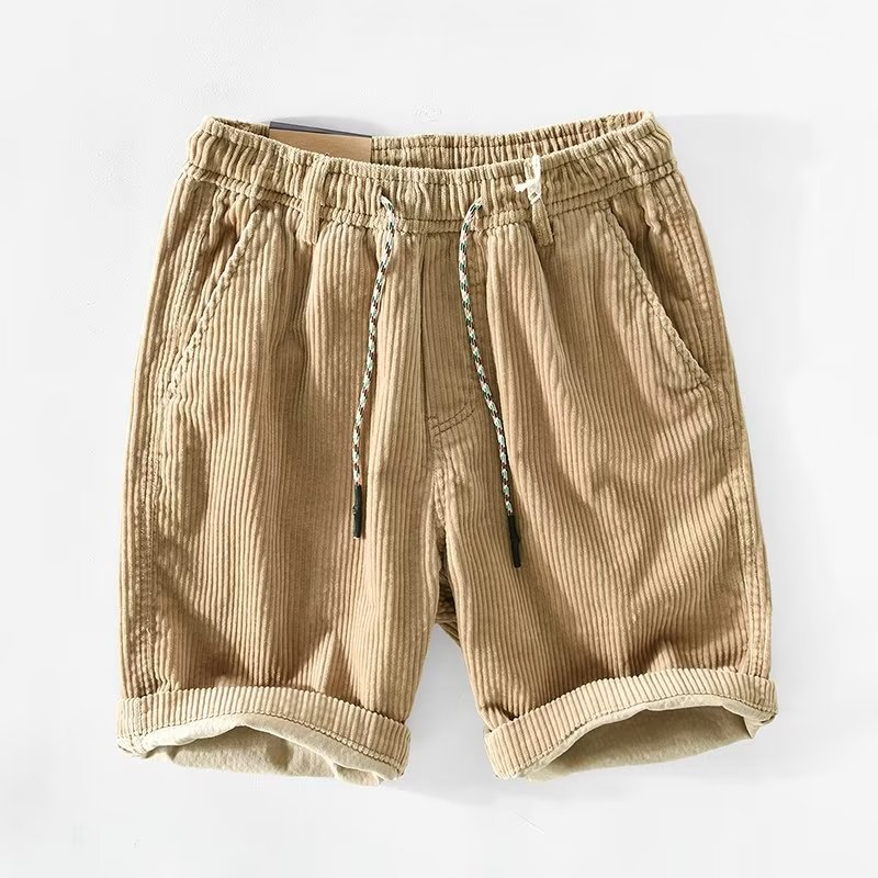 Men's relaxed fit khaki everyday shorts with drawstring, perfect for summer casual wear and comfort.