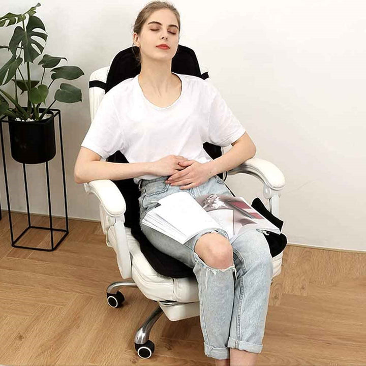Universal heated massage cushion for versatile back and neck pain relief.