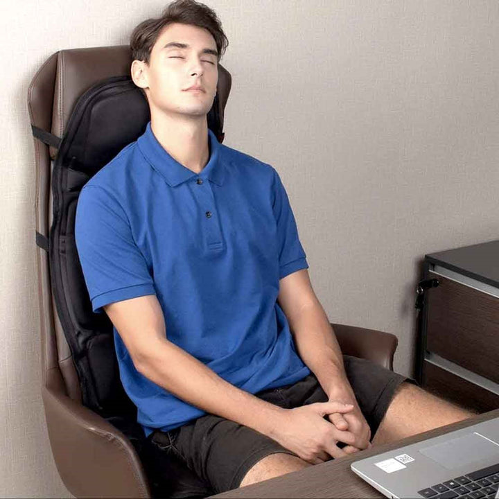 Advanced heated back & neck massager pad for muscle relief and pain therapy.