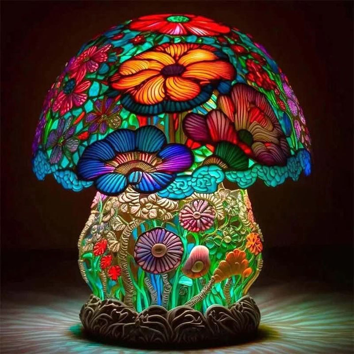Ambient mosaic lamp creating a relaxing atmosphere, ideal for unwinding in any space with its gentle glow.