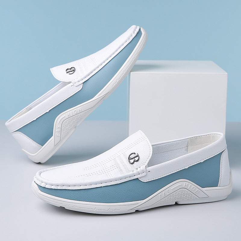 Sophisticated men's two-tone slip-on loafers for versatile casual and formal wear.