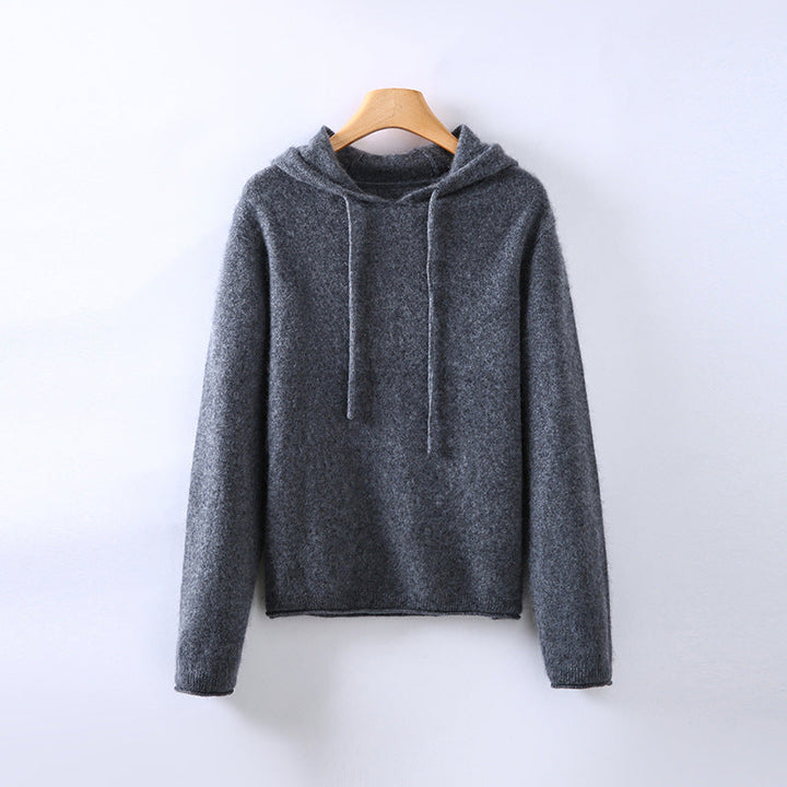 Gray women's comfortable soft hoodie. Everyday casual wear with a luxurious, lightweight feel.