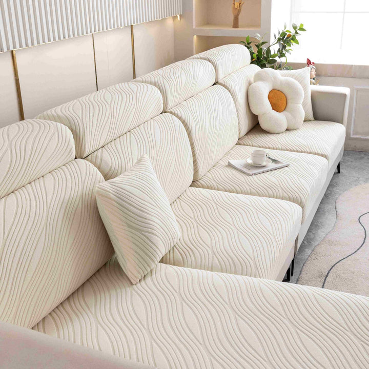Wave Jacquard Stretch Sofa Cover - Anti-Slip Full Wrap