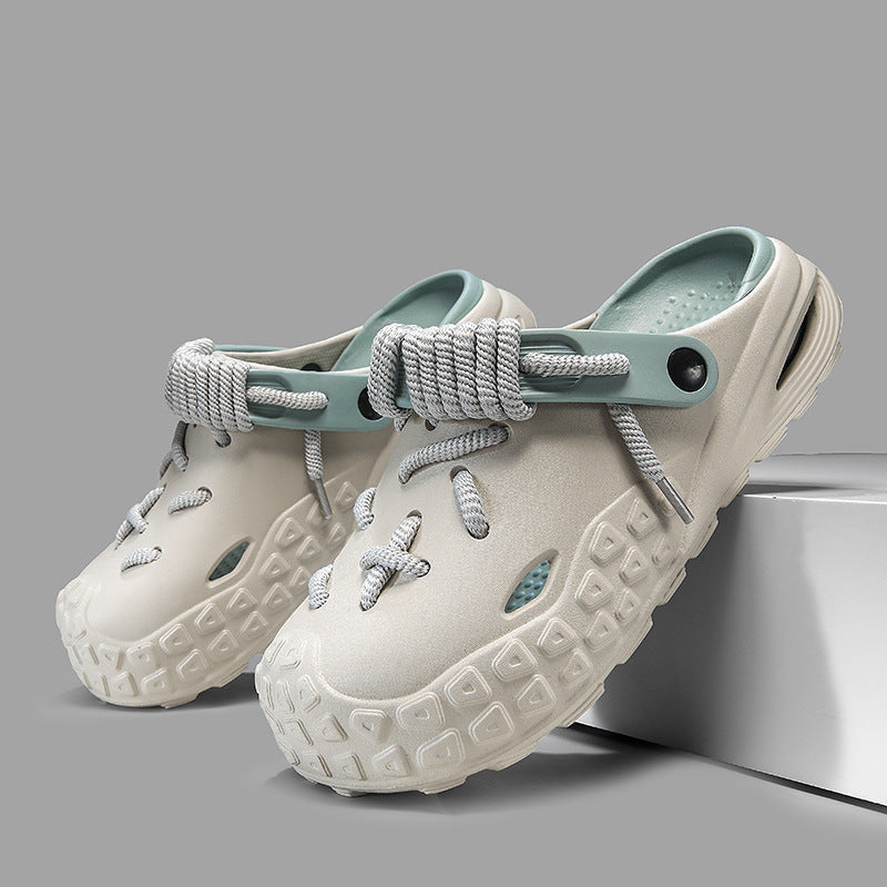 Slip-on men's clogs with rope lace, lightweight and ideal for spring.