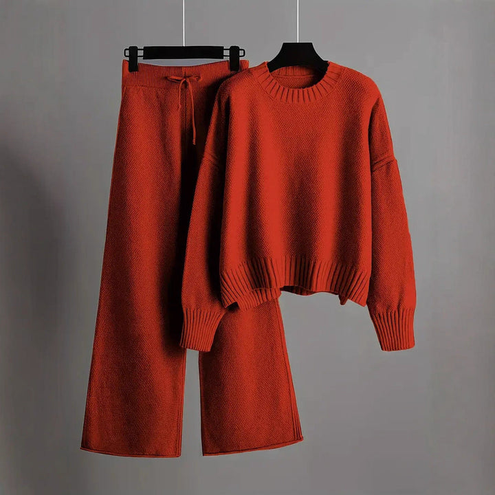 Women's Solara relaxed fit lounge set with a cropped top and wide-leg pants, perfect for comfortable casual wear.