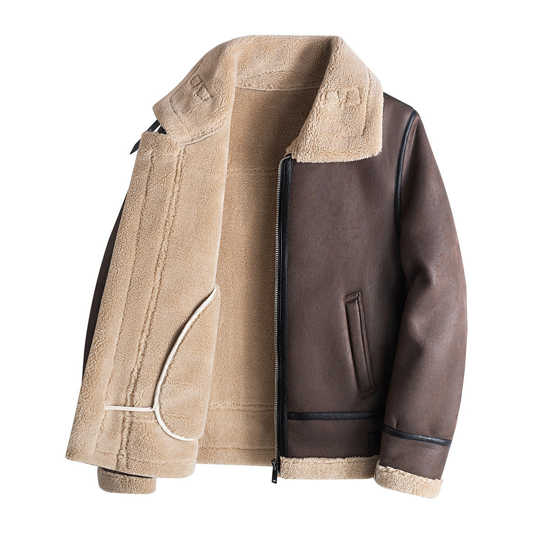 Men's brown Nordic winter jacket, cozy and warm. Perfect for cold weather, a stylish and timeless piece.