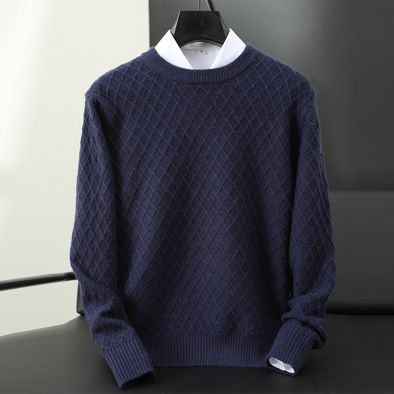 Premium soft men's crewneck sweater, a stylish and comfortable knitwear essential for menswear.