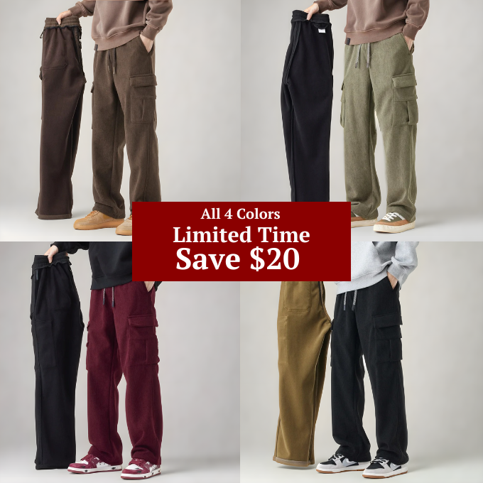 Stylish men's cargo sweats, showing side pocket detail, ultra-soft fabric, and comfortable FlexFit waistband.