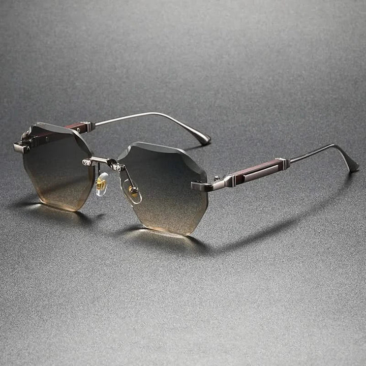 Premium unisex rimless octagonal sunglasses. Fashion-forward eyewear with a slim metal frame, perfect for daily wear.