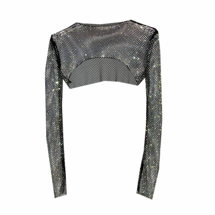 Fashionable women's party net top, sparkling and dazzling. Perfect for clubwear, night out, or a glamorous event.