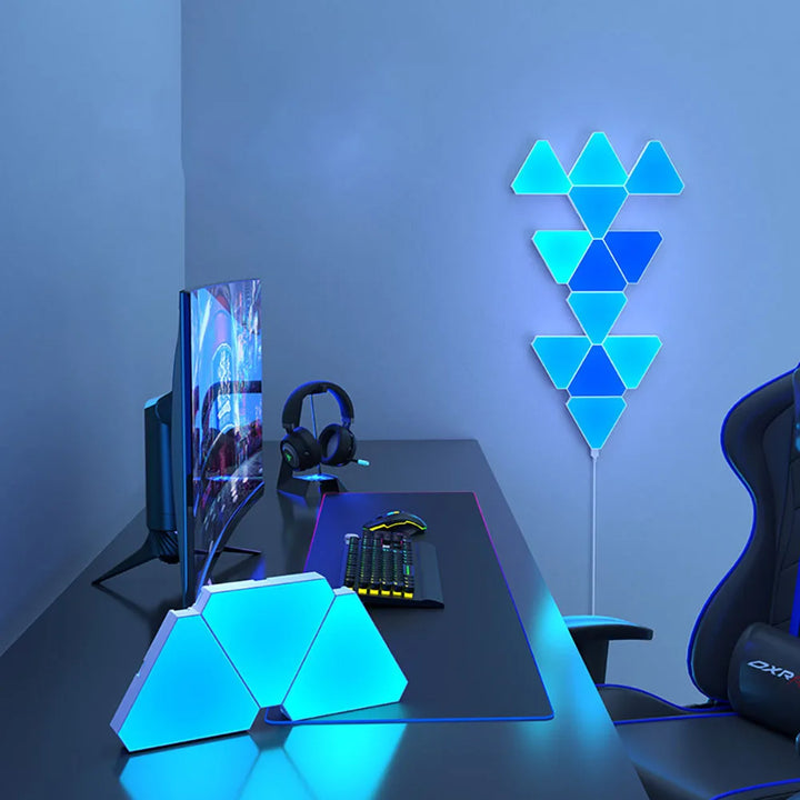 Smart RGB LED wall panels with dynamic effects for modern home lighting.