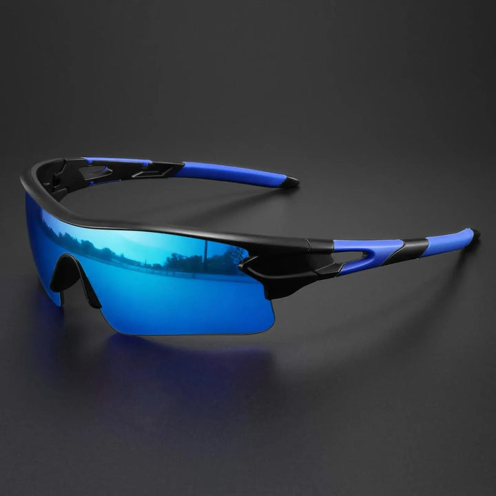 Black men's sport shades with anti-glare lenses & secure fit. Durable outdoor gear for performance.
