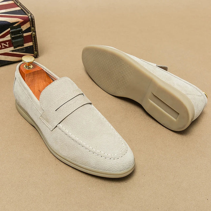 Beige Milan slip-on loafers, versatile men's shoes for effortless style, casual, or dress occasions.