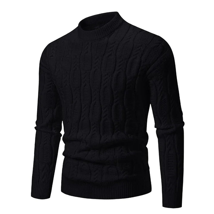 Warm & comfortable men's heritage cable-knit sweater, a quality knitwear choice for classic style and winter fashion.