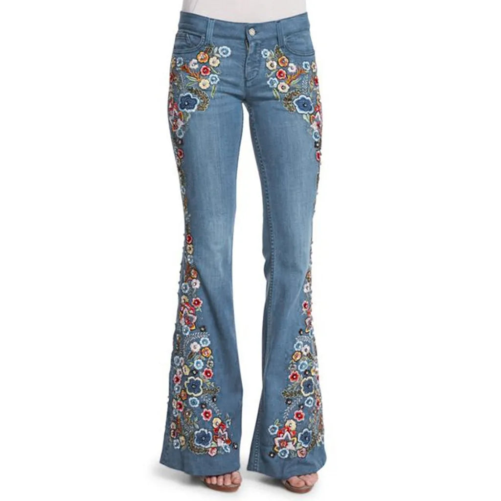 Women's high-waist 90s vintage blue jeans, offering retro style & comfort for casual wear. Timeless denim fashion.