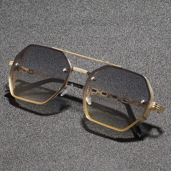 Modern geometric metal sunglasses with anti-reflective lenses & UV protection for all.