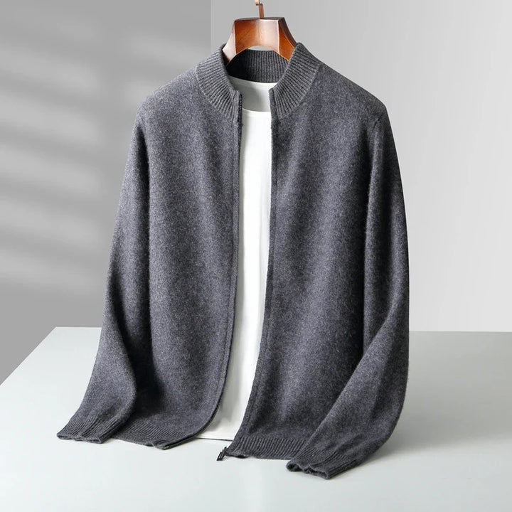 Man wearing a cozy ultra soft button-front cardigan. Comfortable men's sweater, great for relaxed casual style.