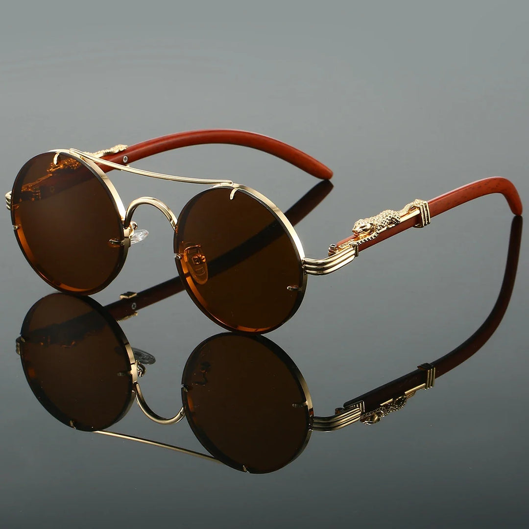 Chic round frame UV protection sunglasses. Unisex design, ideal for summer fashion and eye safety.