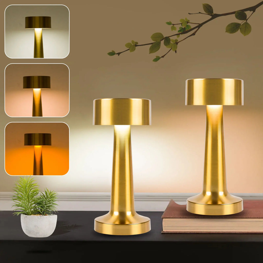 Rechargeable cordless LED touch lamp, perfect for ambient lighting in cafes or office spaces.