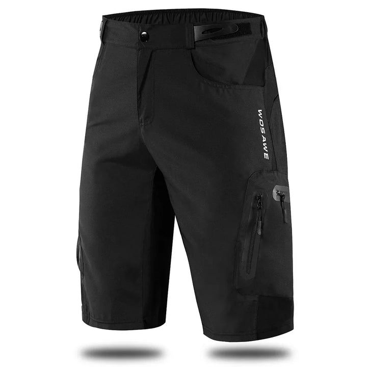 Men's black padded cycling shorts, essential bike gear for both road & mountain biking.