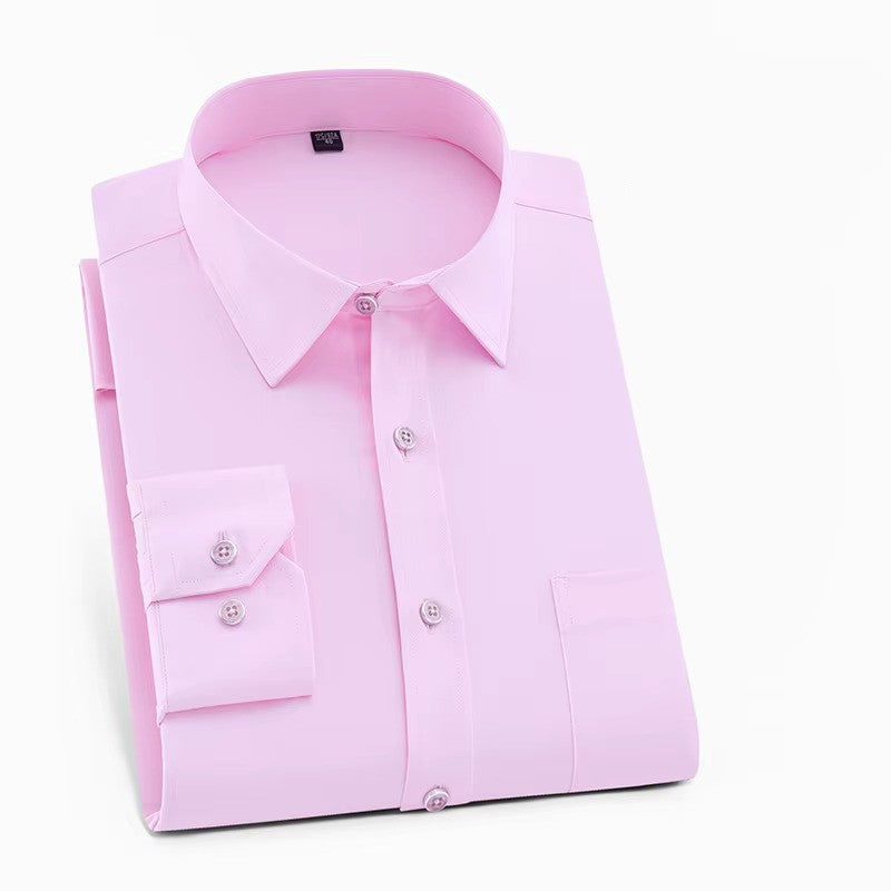 Back view of a crisp men's smart casual button-down shirt, showcasing a refined fit suitable for work or leisure.