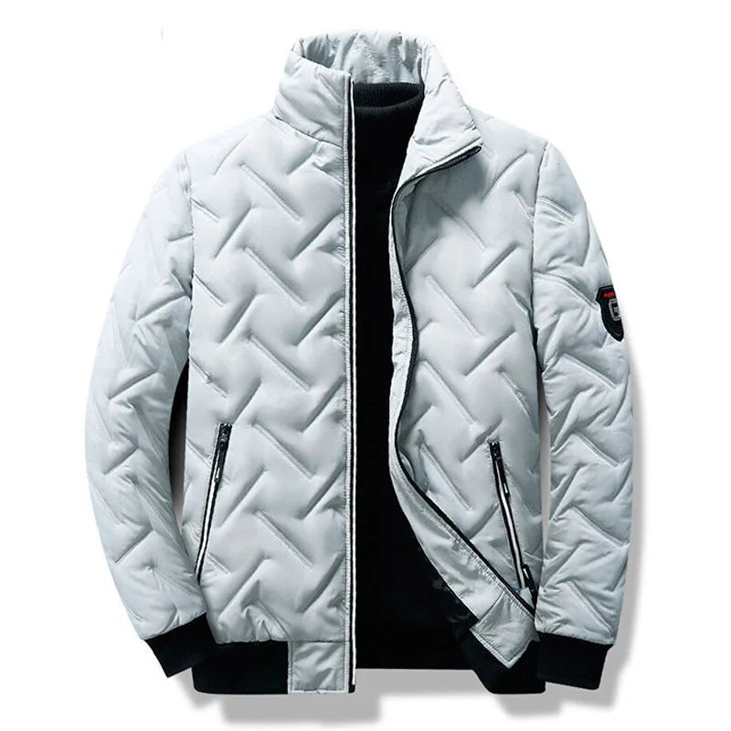 Men's lightweight quilted jacket, black, with zipper, ideal for spring & fall outerwear.