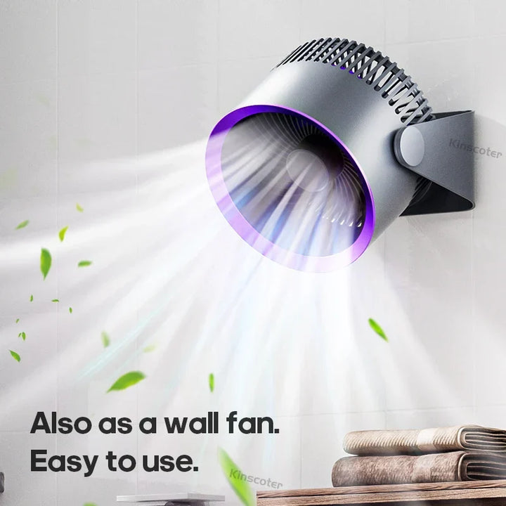 Compact rechargeable travel fan, 4000mAh USB, ideal for outdoor adventures & personal cooling on-the-go.