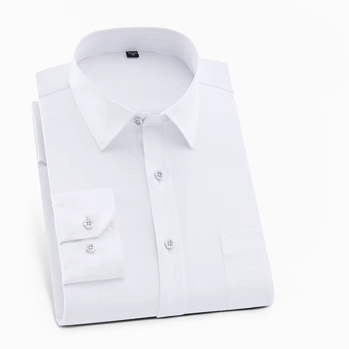 Close-up of a men's everyday wear smart casual button-down collar shirt, highlighting quality fabric and buttons.