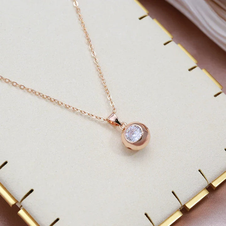 Dainty rose gold zircon orb stud earrings for women, matching the elegant anniversary jewelry set.