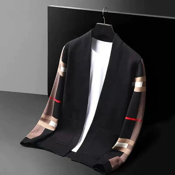 Elegant men's cardigan, perfect for sophisticated casual or formal layering. Timeless luxury sweater.