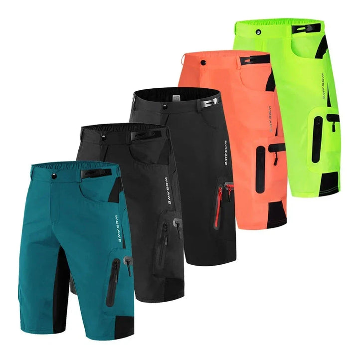 Men's quick-dry black padded cycling shorts, ideal comfort for trail & road biking.
