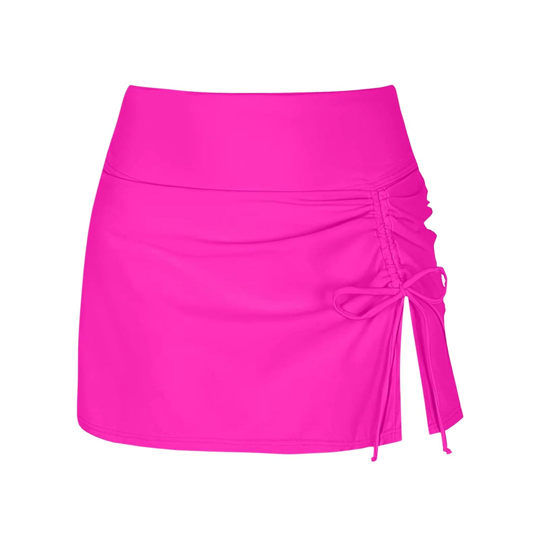 New summer fashion: Women's high-waist ruched swim skirt for elegant beach & pool style.