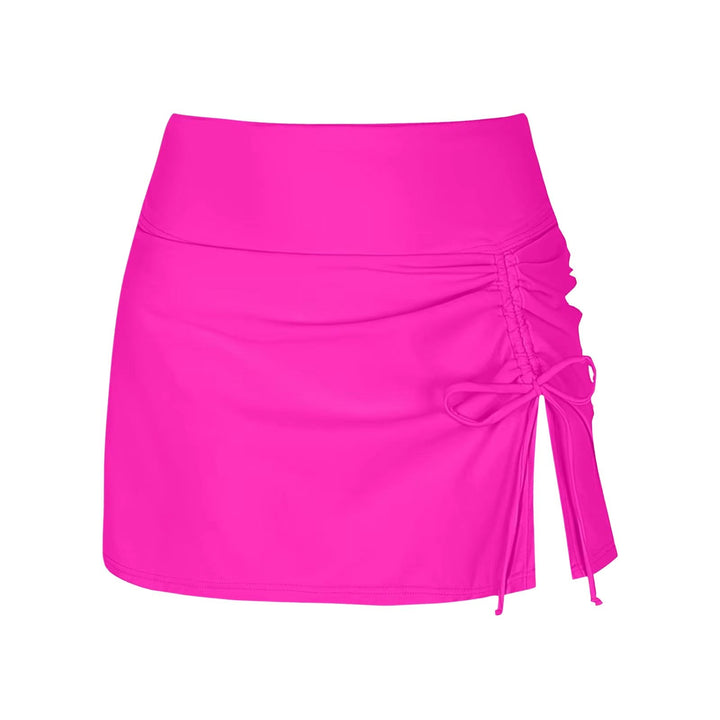 New summer fashion: Women's high-waist ruched swim skirt for elegant beach & pool style.