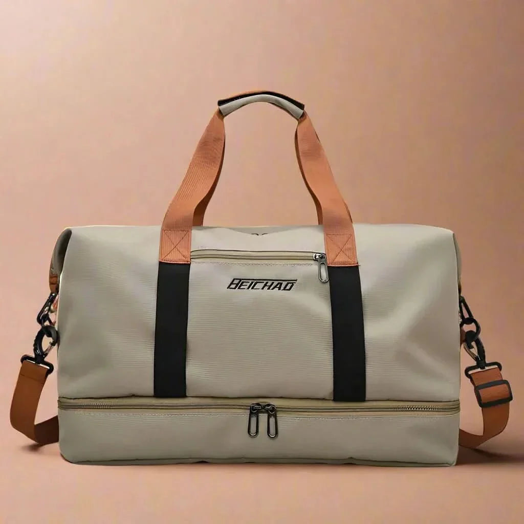 Stylish unisex sport duffel bag for gym, travel, and weekend getaways. Spacious & organized carry-on luggage.