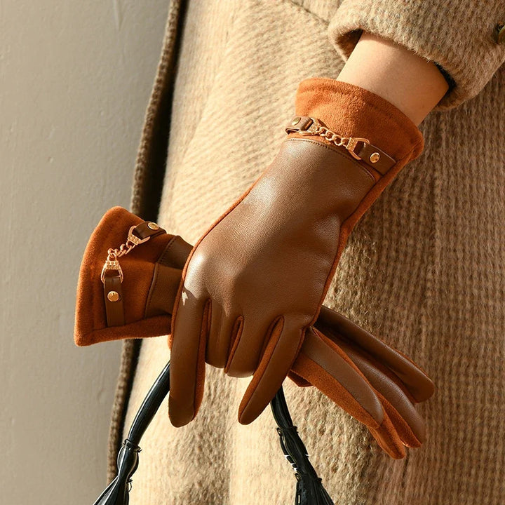 Premium women's leather gloves, cashmere lined for superior warmth & softness. Ideal for cold weather fashion.