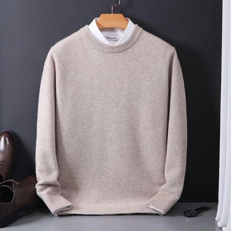 Stylish men's long sleeve comfort sweater. An elegant pullover for refined men's fashion and versatile apparel.