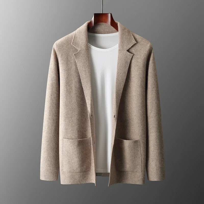 Men's Milano long-sleeve cardigan for elevated comfort & style, a versatile menswear layering piece.