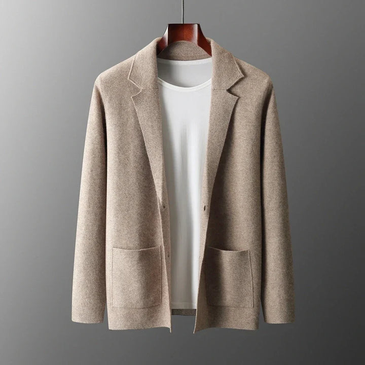Men's Milano long-sleeve cardigan for elevated comfort & style, a versatile menswear layering piece.