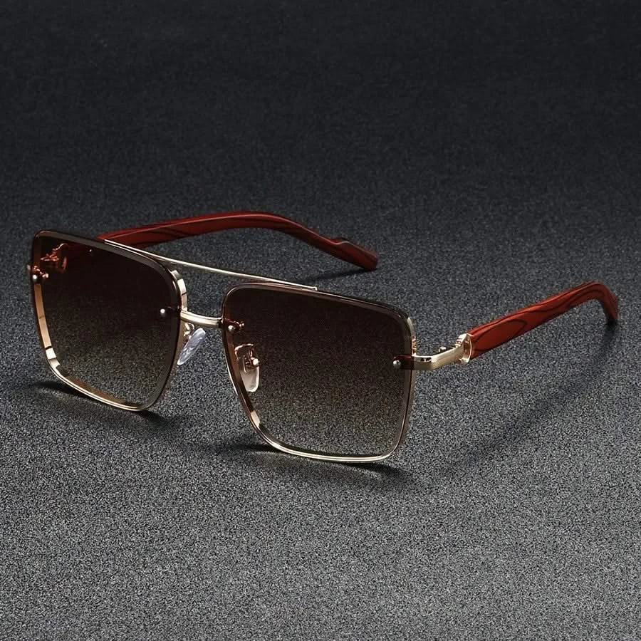 Unisex vintage square sunglasses for sun protection, with a sleek metal frame, anti-glare, & gradient lenses.