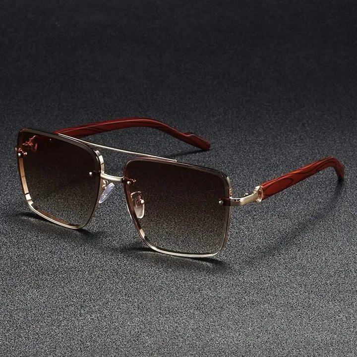 Unisex vintage square sunglasses for sun protection, with a sleek metal frame, anti-glare, & gradient lenses.