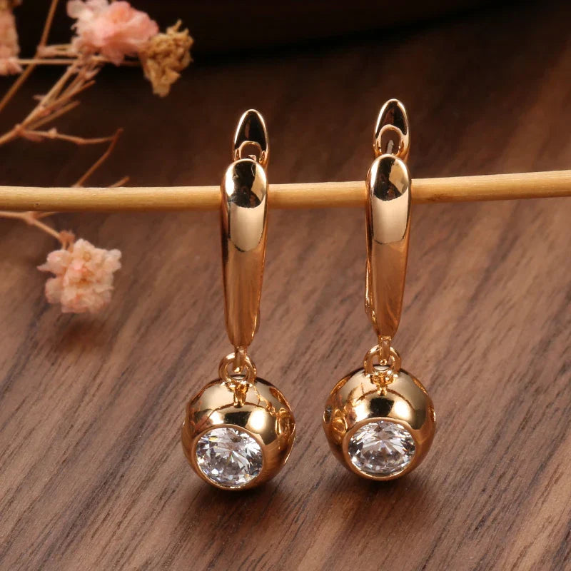 Luxurious rose gold zircon orb jewelry set for women, ideal elegant gift for anniversaries.
